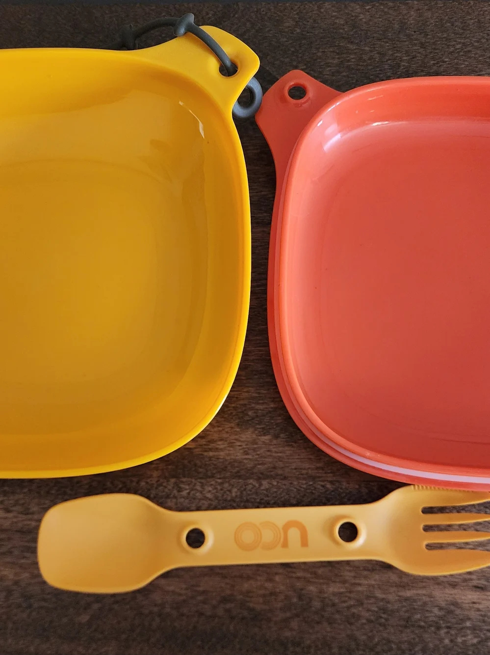 UCO Yellow and Orange Camping Plate Plastic - Compact Outdoor Utensil Set